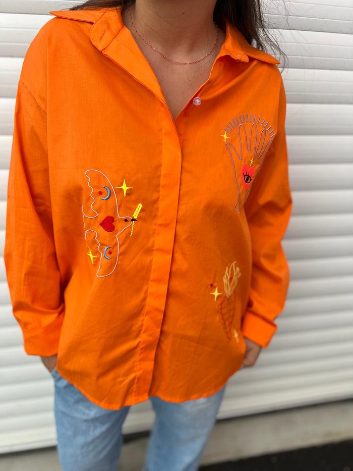 les bohémiennes Chemise coupe décalée Bendicion Orange