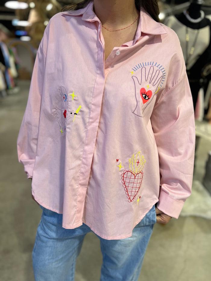 Les Bohémiennes Chemise Coupe Décalée Bendicion Rose