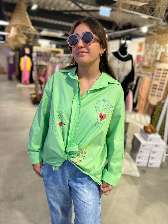 Les Bohémiennes Chemise Coupe Décalée Bendicion Vert