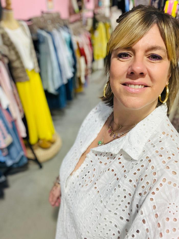 Les Bohémiennes Chemise Oversize Broderie Anglaise Candelaria By Banditas Blanc