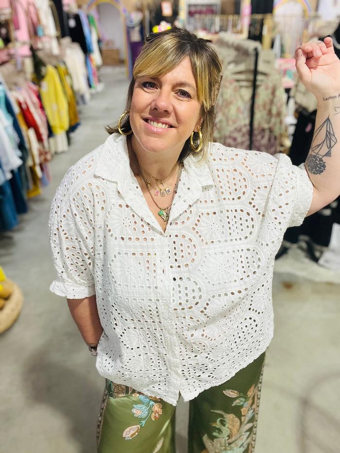 Les Bohémiennes Chemise Oversize Broderie Anglaise Candelaria By Banditas Blanc