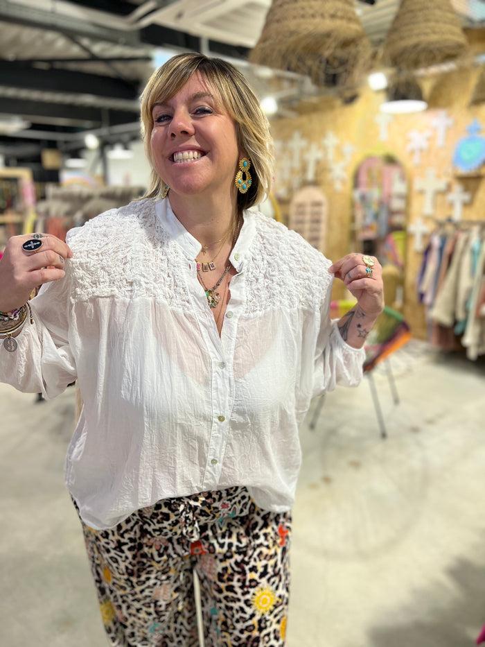 les bohémiennes Chemise voile de coton Froufrou Blanc