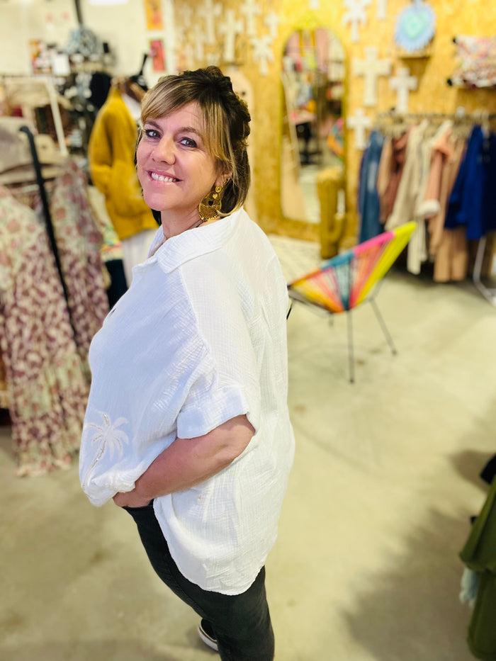 les bohémiennes Chemisier gaze de coton Tomasa Blanc