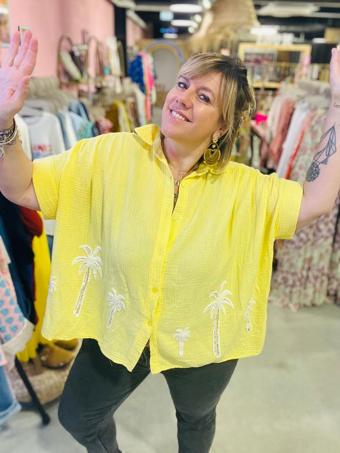 les bohémiennes Chemisier gaze de coton Tomasa Jaune