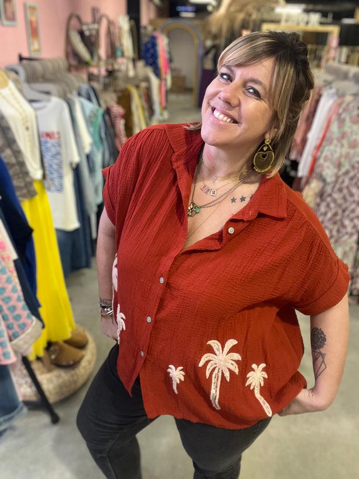 les bohémiennes Chemisier gaze de coton Tomasa Rouille