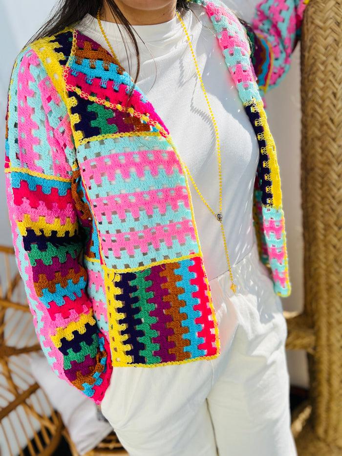 Les Bohémiennes Gilet Crochet Manches Longues Nouméa Tutti Frutti