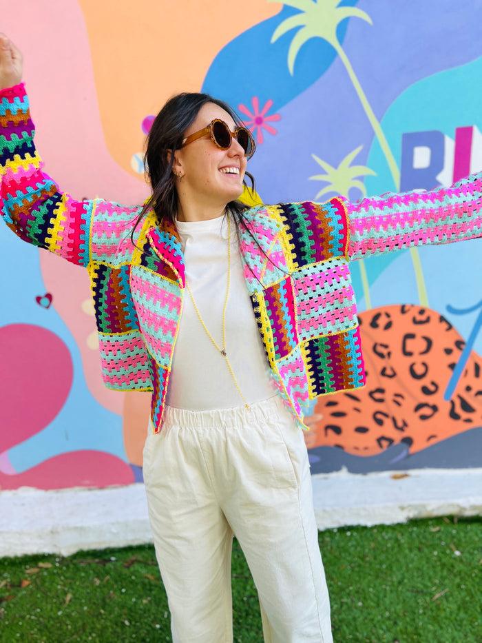 Les Bohémiennes Gilet Crochet Manches Longues Nouméa Tutti Frutti