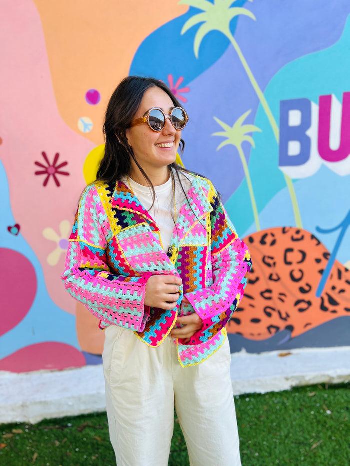 les bohémiennes Gilet crochet manches longues Nouméa Tutti Frutti