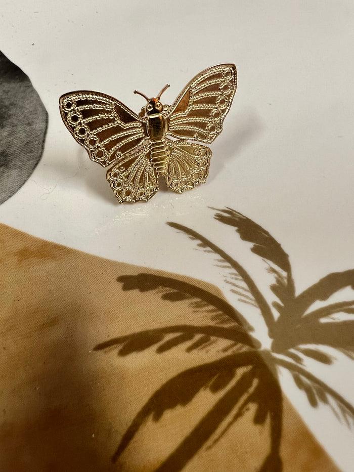 Les Bohémiennes Bague Papillon Acier Inoxydable