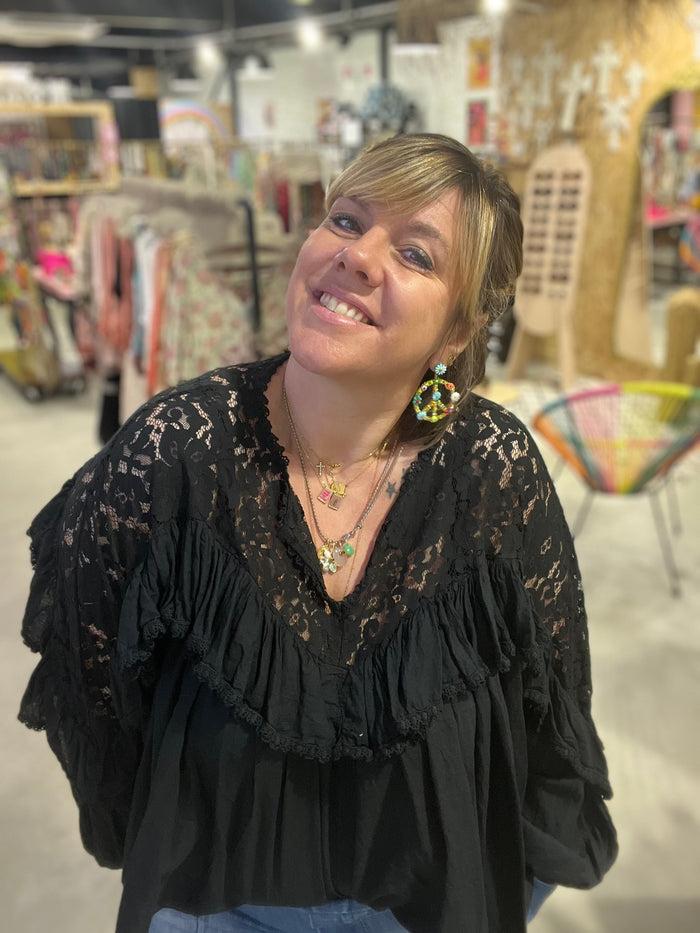 Les Bohémiennes Blouse Dentelle Olivia Noir