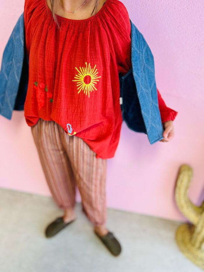 Les Bohémiennes Blouse Garza Broderies Terracotta