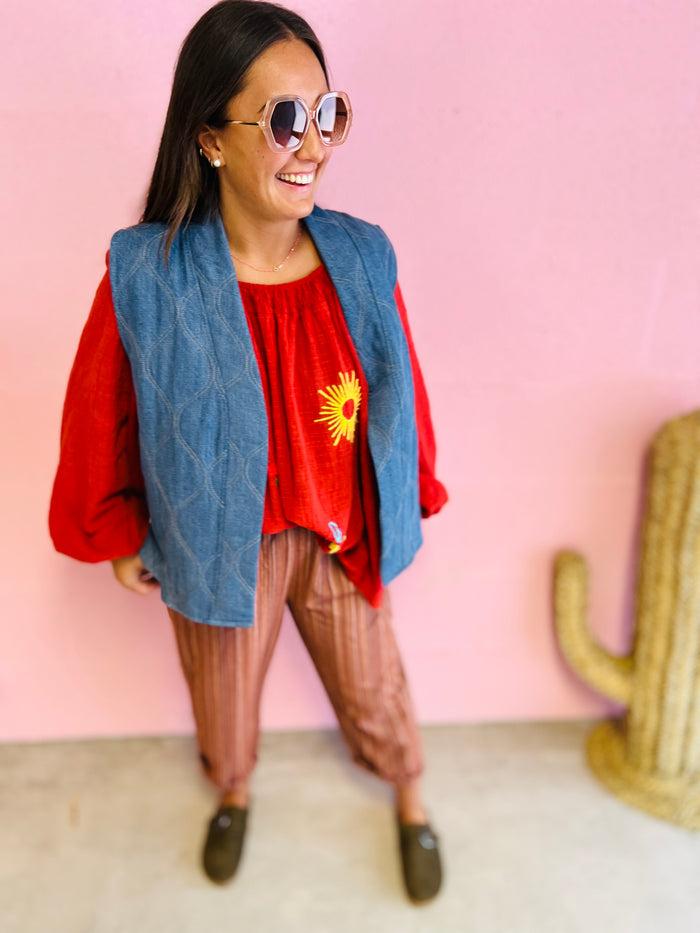 Les Bohémiennes Blouse Garza Broderies Terracotta