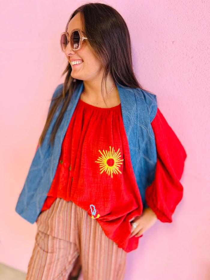 les bohémiennes Blouse Garza broderies Terracotta