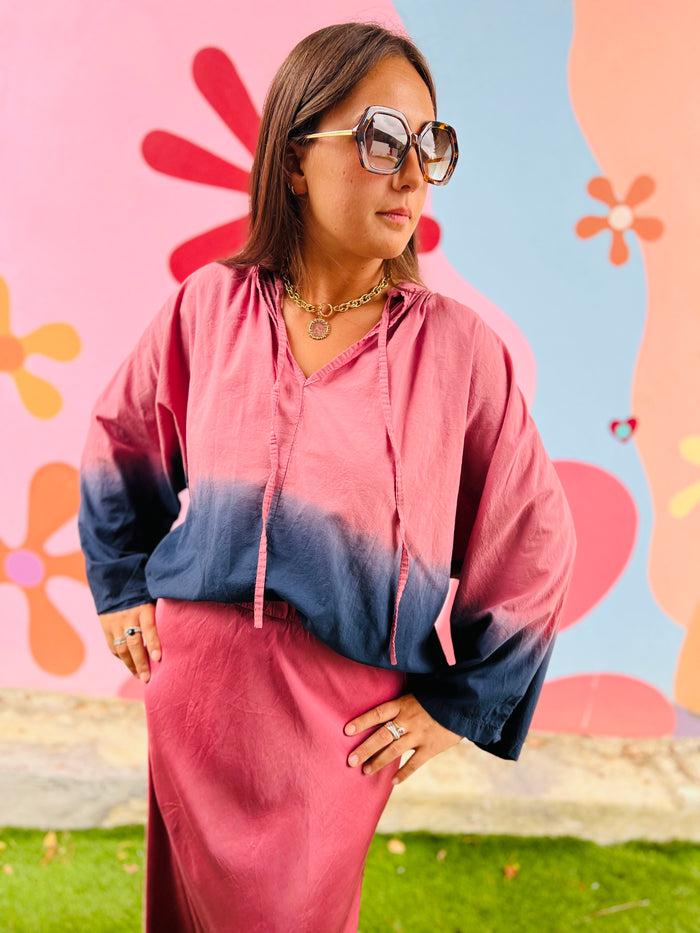 Les Bohémiennes Blouse Tonia Rose Marine