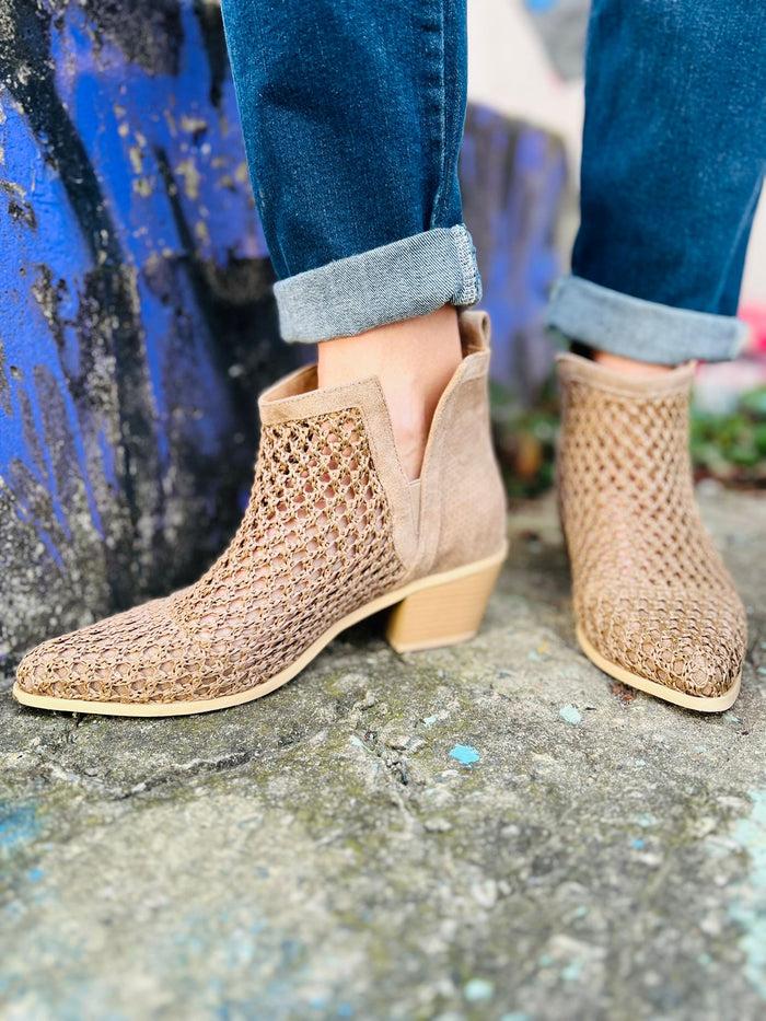 Les Bohémiennes Boots Crochet Beige Talons