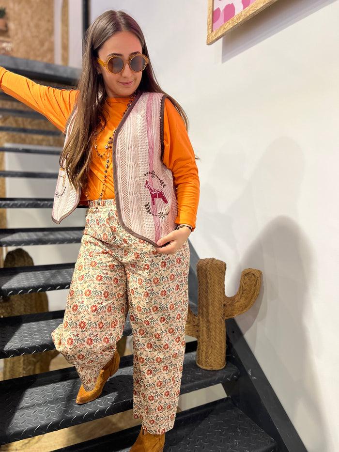 les bohémiennes Chaleco Alba tons rouges