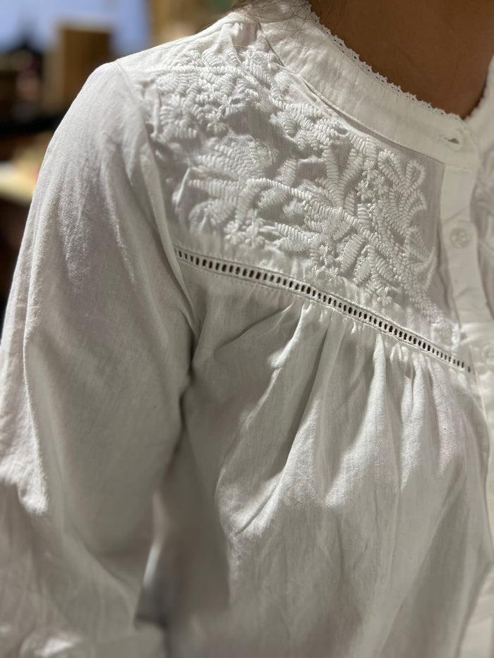 les bohémiennes Chemise JILLIAN brodée blanc