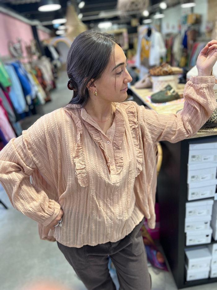 les bohémiennes Chemise LINDA ROSE POUDRE