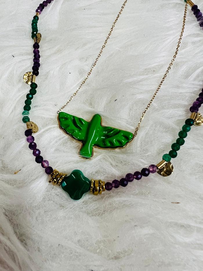 Les Bohémiennes Collier Court Eagle Vert