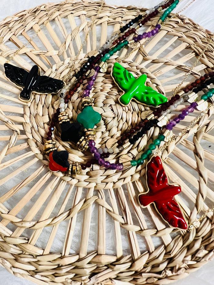 Les Bohémiennes Collier Court Eagle Vert