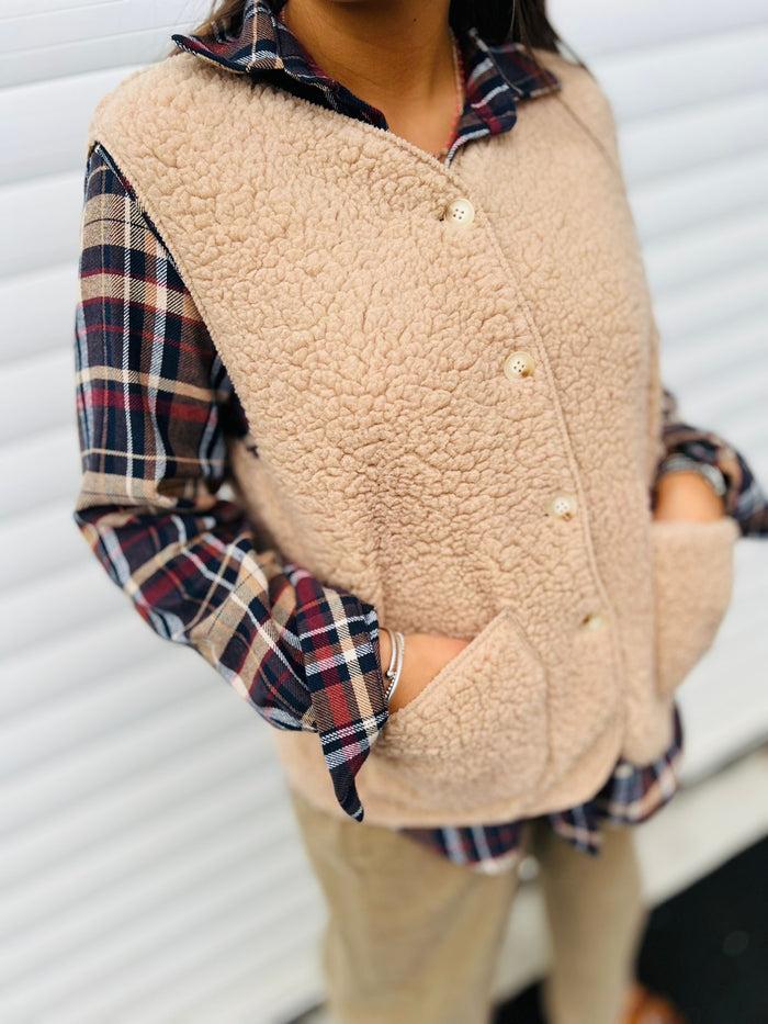 Les Bohémiennes Gilet BOUCLETTE Bis Beige