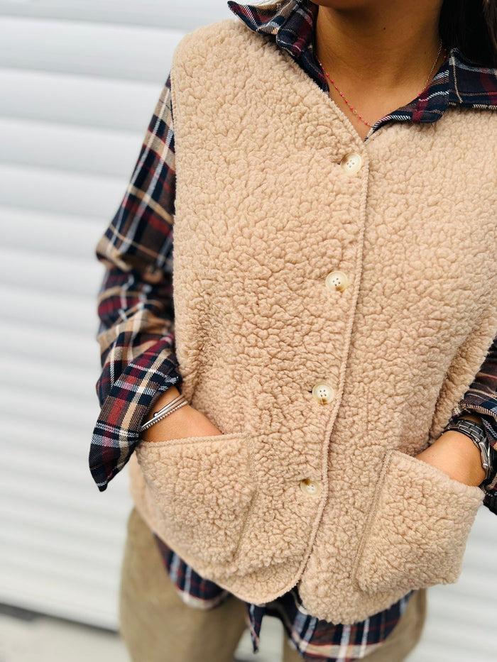 les bohémiennes Gilet BOUCLETTE bis beige