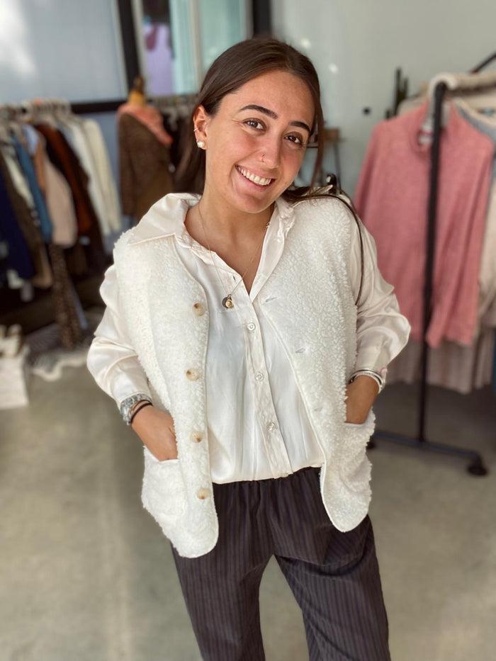 Les Bohémiennes Gilet BOUCLETTE BIS Blanc