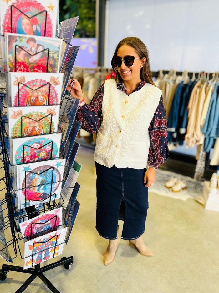 les bohémiennes Gilet BOUCLETTE BIS blanc