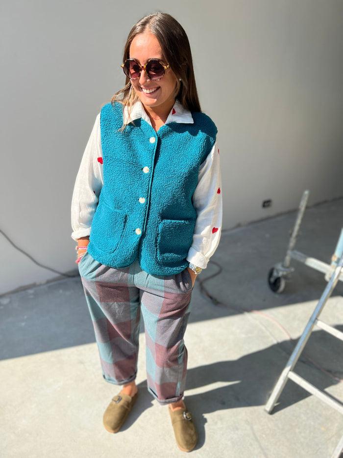 les bohémiennes Gilet BOUCLETTE BIS bleu paon