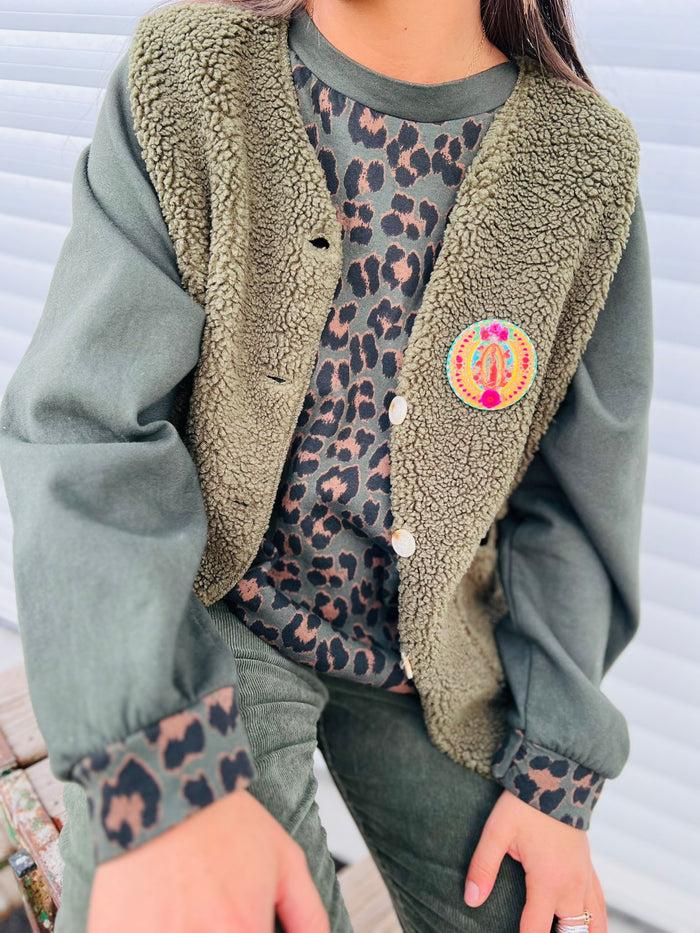 les bohémiennes Gilet BOUCLETTE BIS kaki