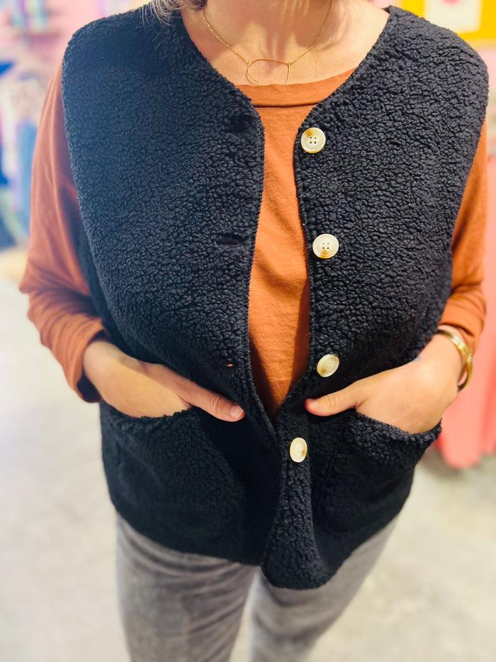 les bohémiennes Gilet BOUCLETTE bis noir