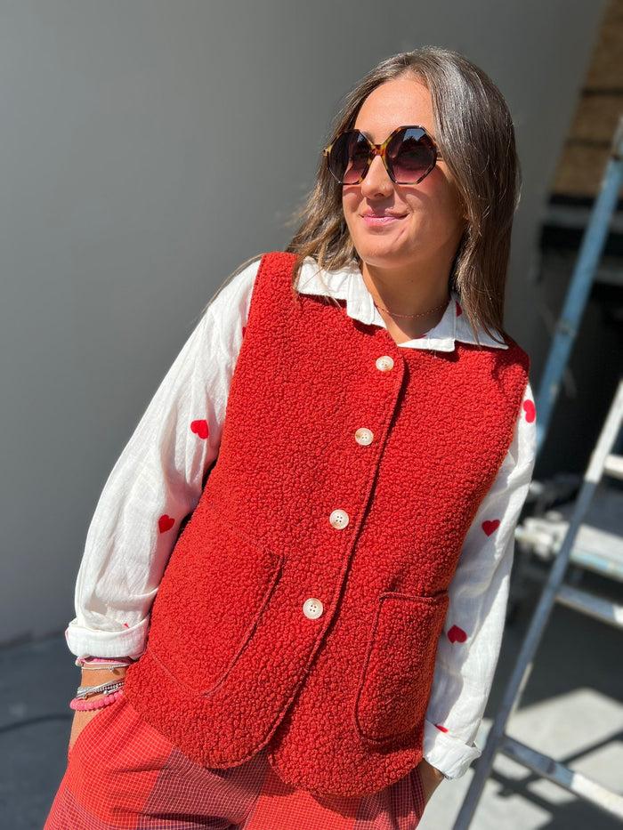 Les Bohémiennes Gilet BOUCLETTE BIS Rouille