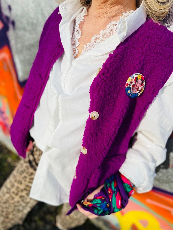 Les Bohémiennes Gilet BOUCLETTE Bis Violet