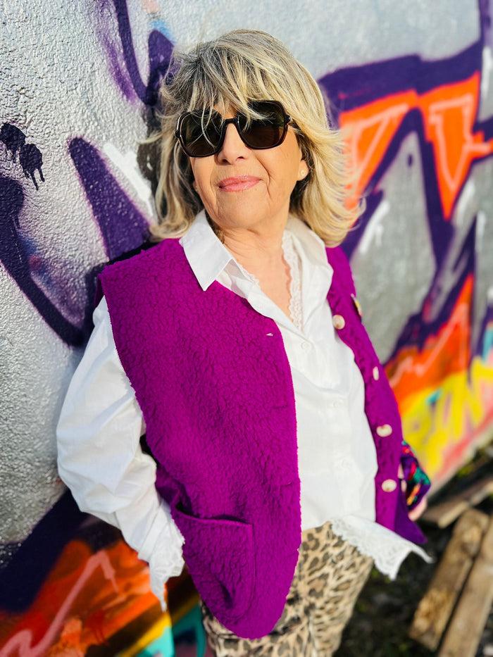 Les Bohémiennes Gilet BOUCLETTE Bis Violet