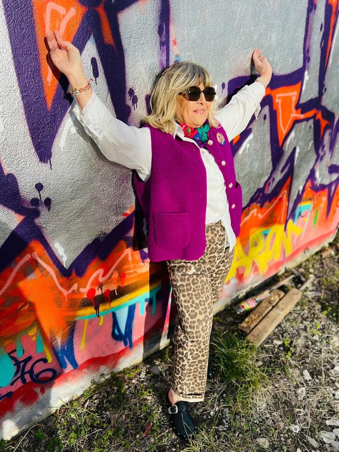Les Bohémiennes Gilet BOUCLETTE Bis Violet