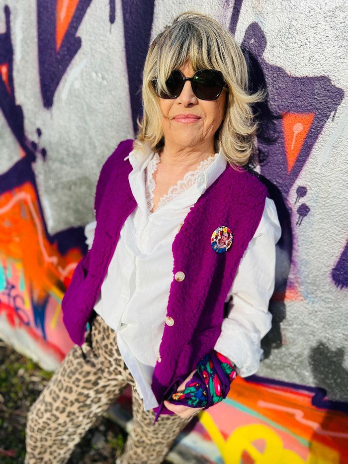les bohémiennes Gilet BOUCLETTE bis violet