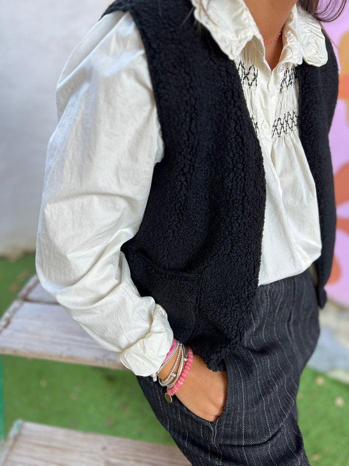 Les Bohémiennes Gilet BOUCLETTE Noir