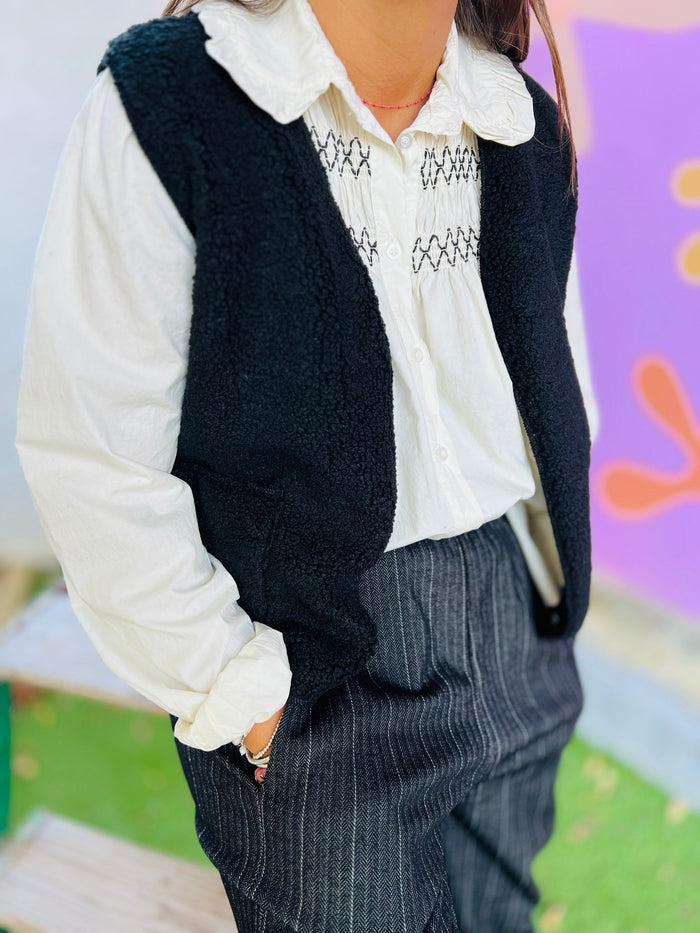 Les Bohémiennes Gilet BOUCLETTE Noir