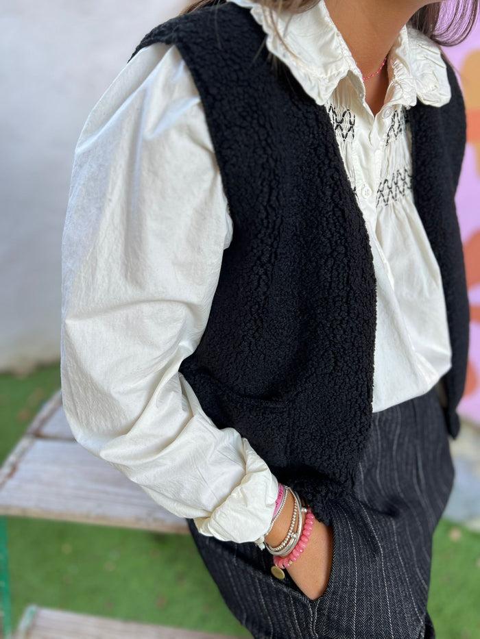 les bohémiennes Gilet BOUCLETTE noir