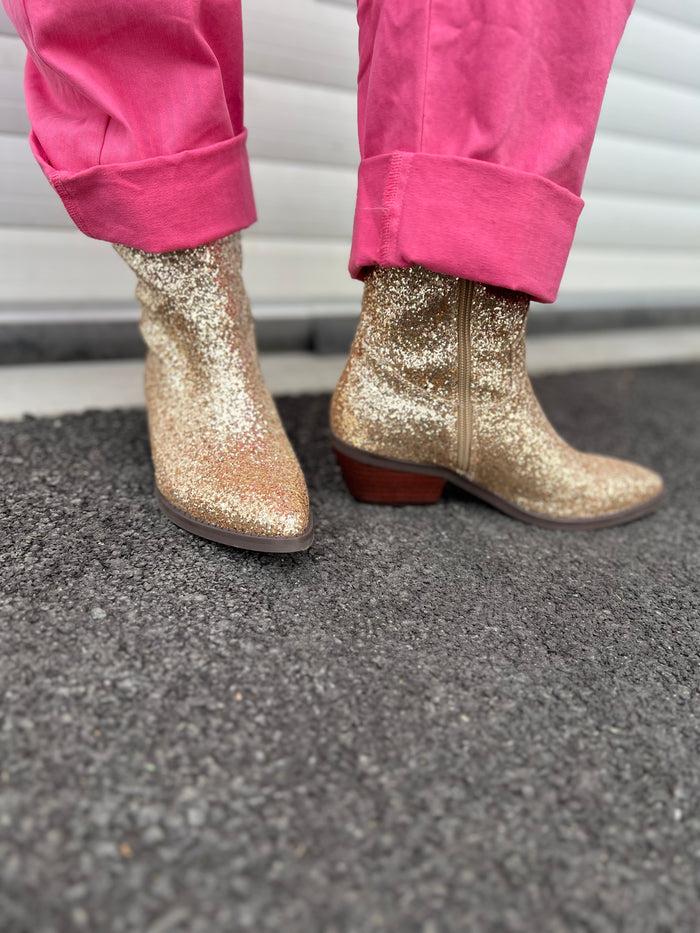 les bohémiennes Glitter Boots Or