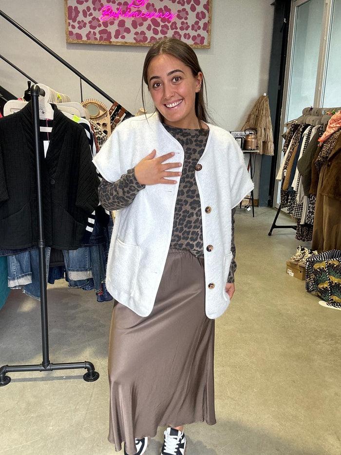 Les Bohémiennes Jupe Droite Satin Tilia Chocolat