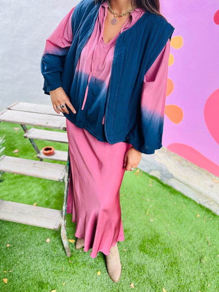 Les Bohémiennes Jupe Droite Satin Tilia Vieux Rose