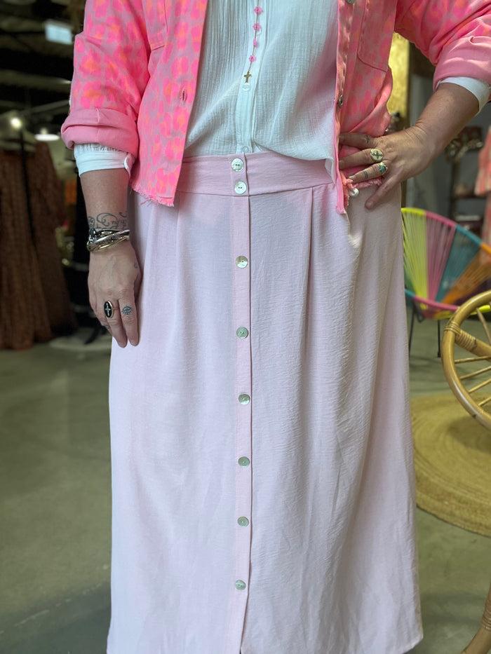 Les Bohémiennes Jupe Longue Manou Rose Clair