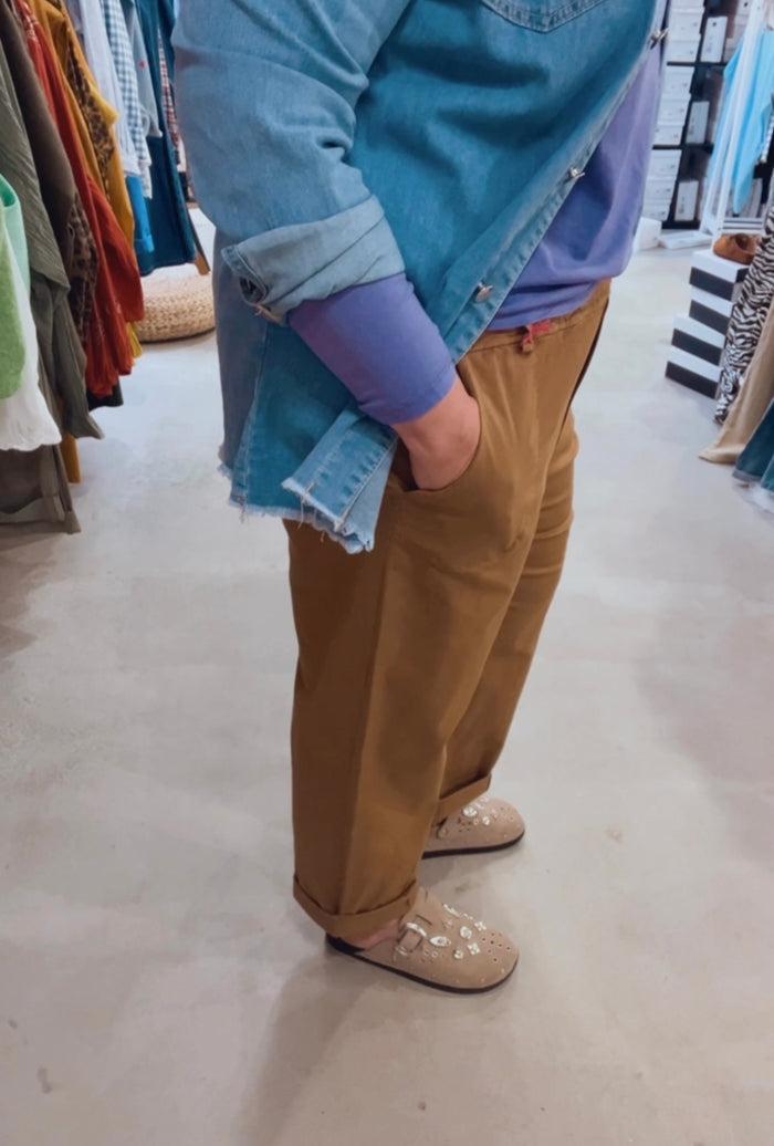 les bohémiennes Pantalon coupe baggy Gaba Camel