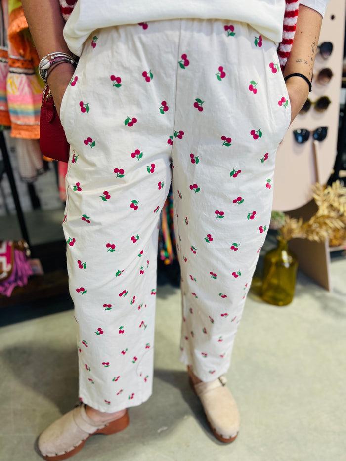 Les Bohémiennes Pantalon Magic Cerise Johanna Ecru