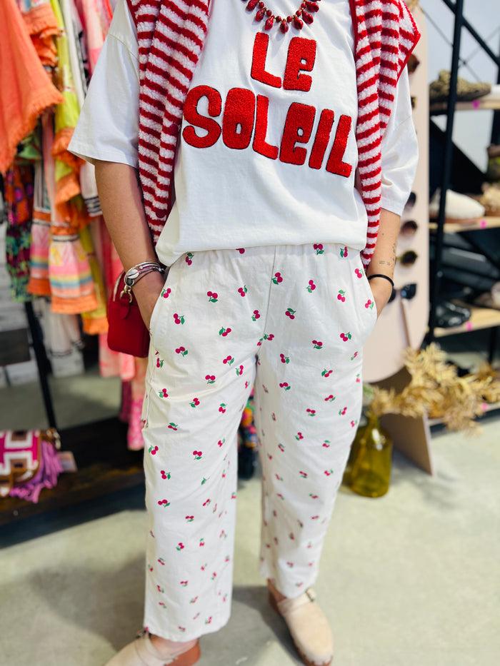 Les Bohémiennes Pantalon Magic Cerise Johanna Ecru
