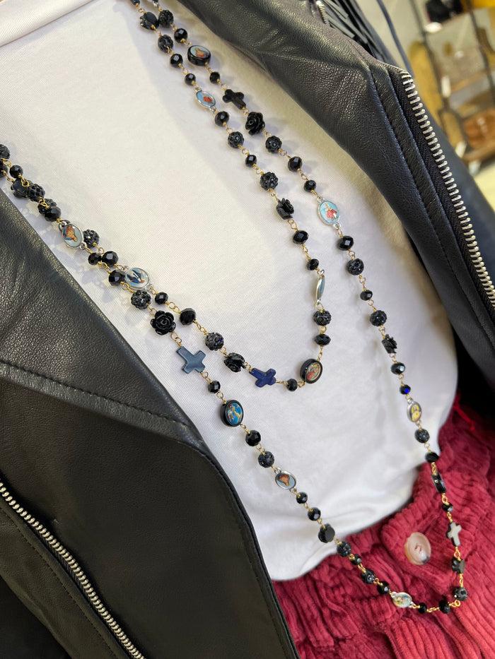 Les Bohémiennes Sautoir Chapelet Hypnochic Noir
