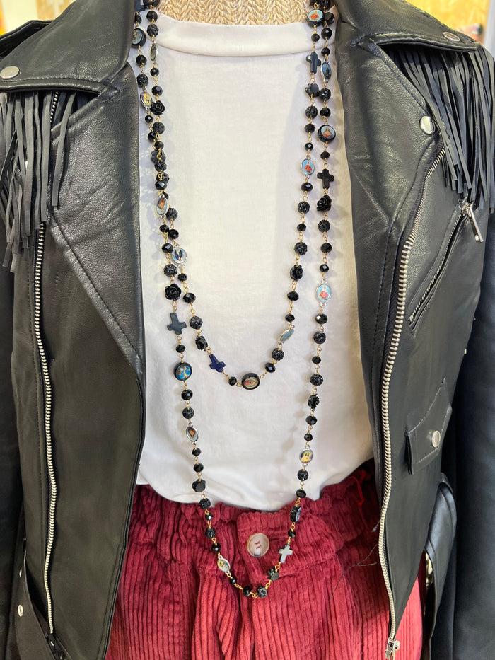 les bohémiennes Sautoir chapelet Hypnochic Noir