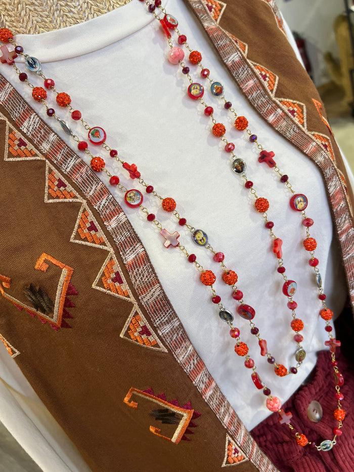 les bohémiennes Sautoir chapelet Hypnochic Rouge