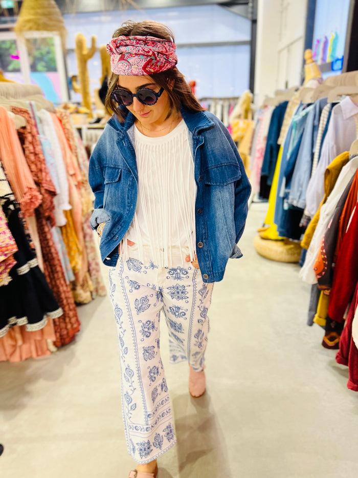 Les Bohémiennes Tee Shirt Fringe Blanc